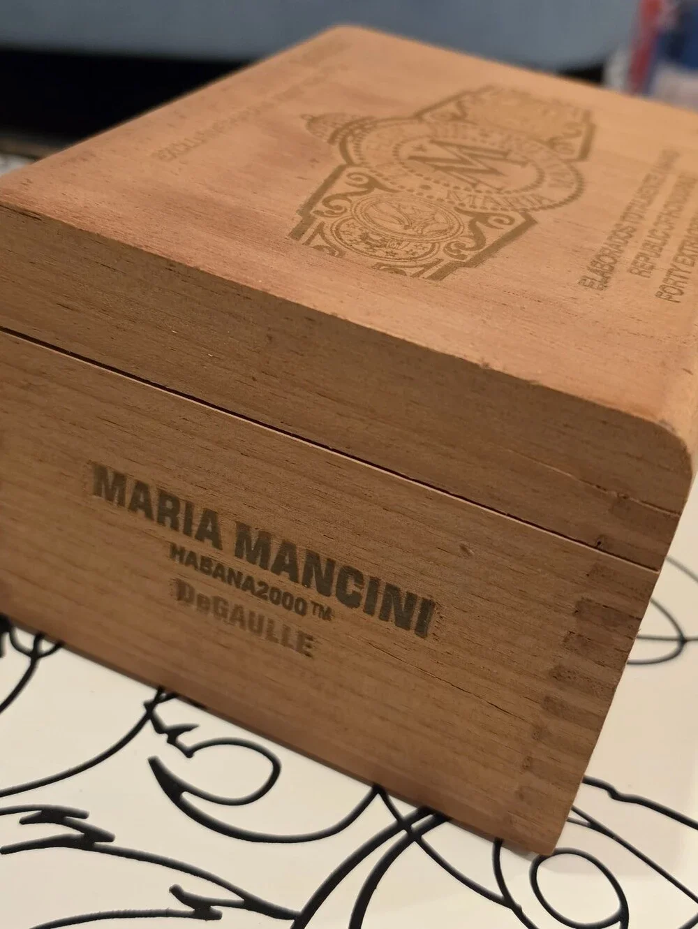 Vintage Maria Mancini Wooden Cigar Box Empty Cedar Storage Display Humidor Box